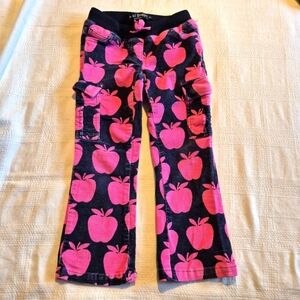Mini Boden girls size 6 years navy corduroy pants with pink apple print GUC
